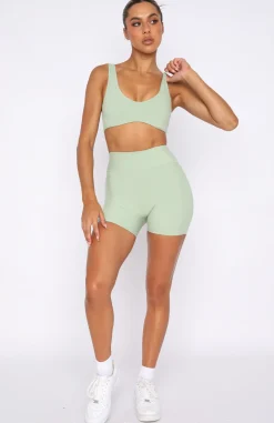 Shorts | White Fox Boutique Keep Up High Waisted Shorts Sage green