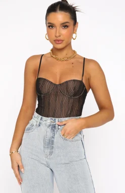 Shirts & Blouses | White Fox Boutique Keep Wishing Mesh Bodysuit black