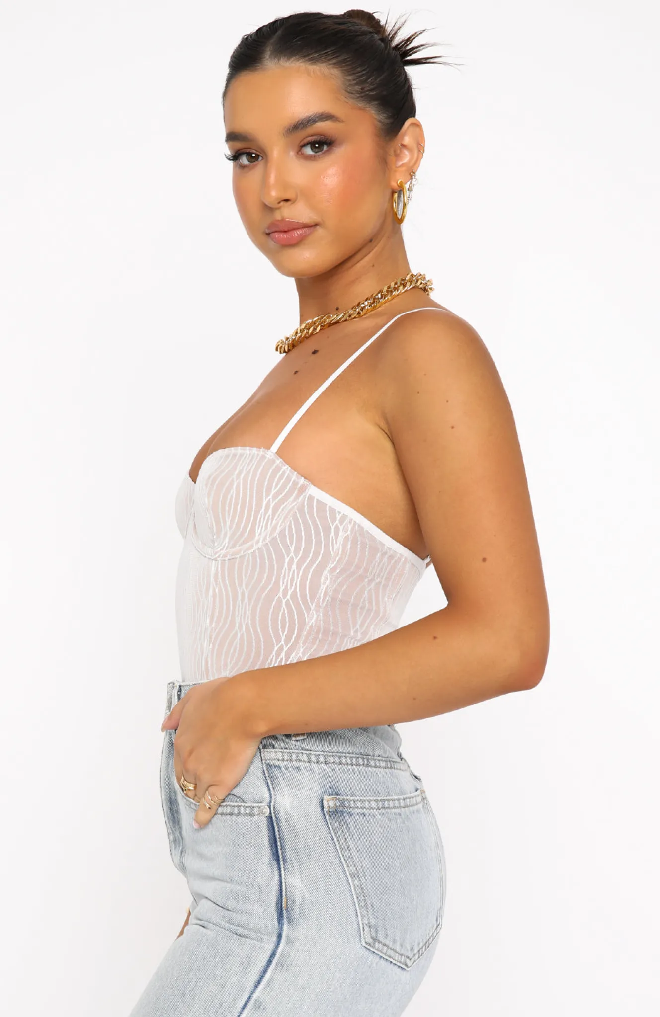 Shirts & Blouses | White Fox Boutique Keep Wishing Mesh Bodysuit white