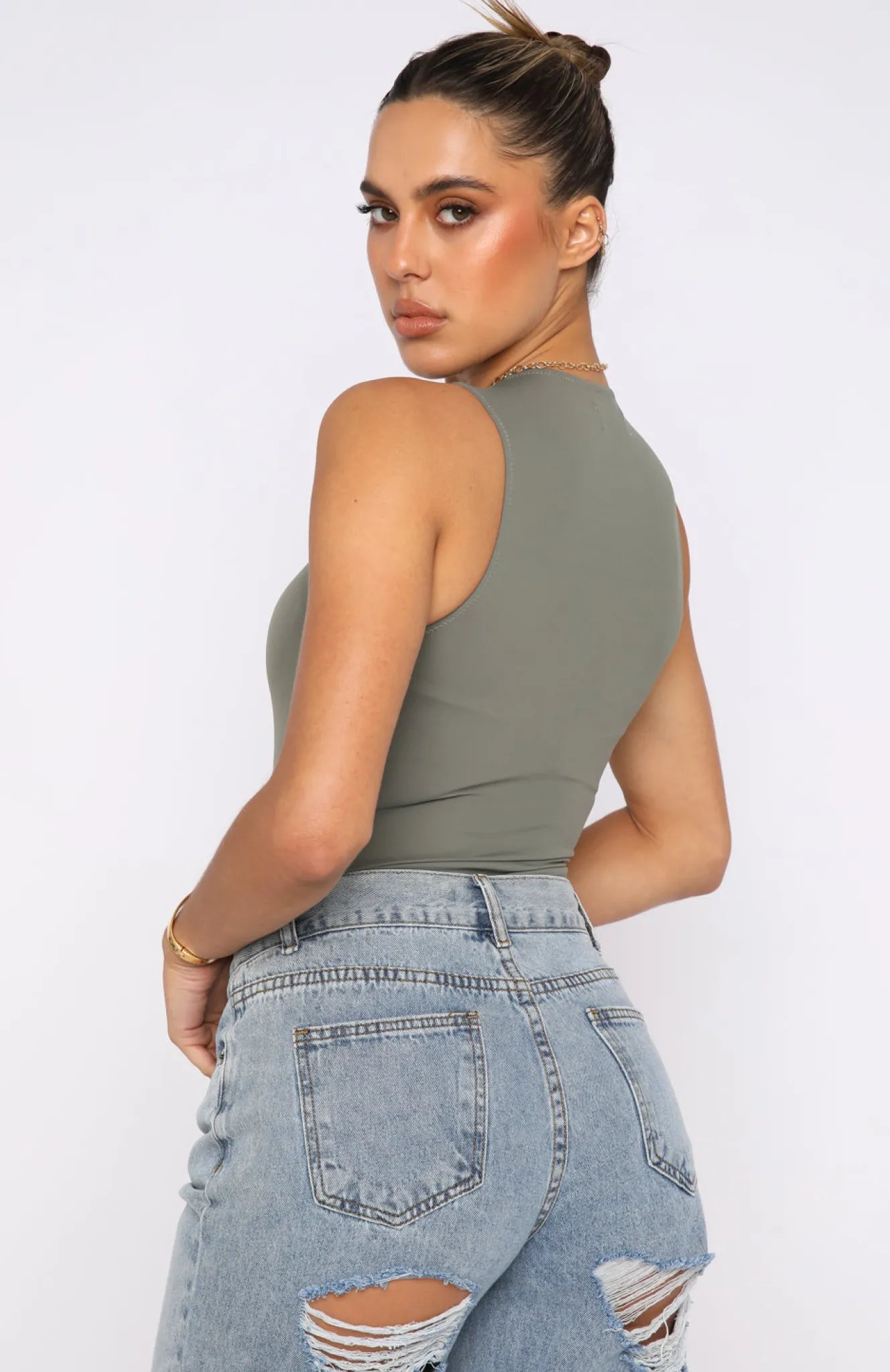 Shirts & Blouses | White Fox Boutique Keep You Around Bodysuit Khaki green