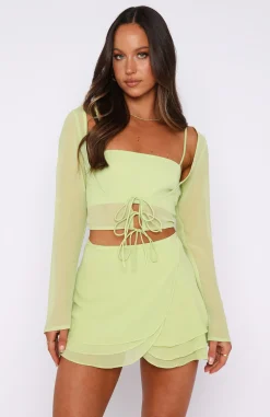 Restocked | White Fox Boutique Keep You Close Mini Skirt Matcha green