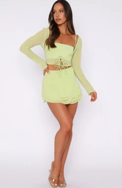 Restocked | White Fox Boutique Keep You Close Mini Skirt Matcha green