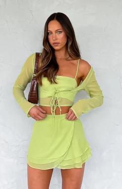 Restocked | White Fox Boutique Keep You Close Mini Skirt Matcha green