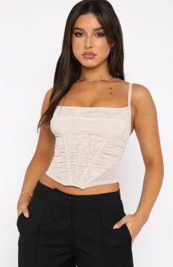 Shirts & Blouses | White Fox Boutique Keep Your Cool Mesh Bustier Stone nude