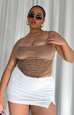 Shirts & Blouses | White Fox Boutique Keep Your Cool Mesh Bustier Dark nude