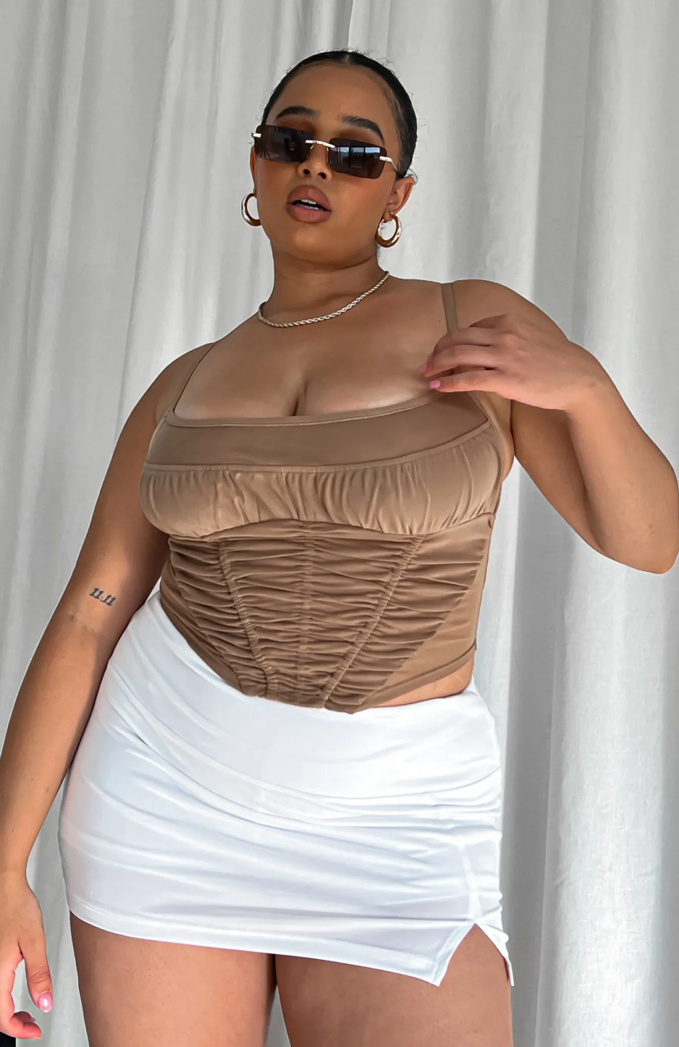 Shirts & Blouses | White Fox Boutique Keep Your Cool Mesh Bustier Dark nude