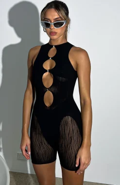 Restocked | White Fox Boutique Knock Them Down Romper black