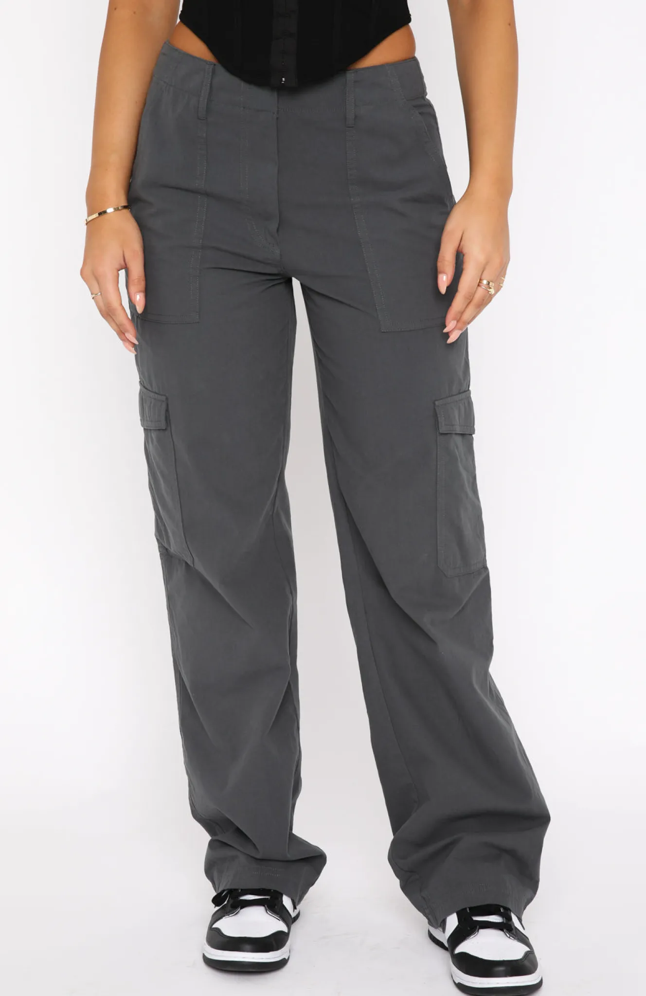 Pants | White Fox Boutique Know Your Worth Cargo Pants Charcoal grey