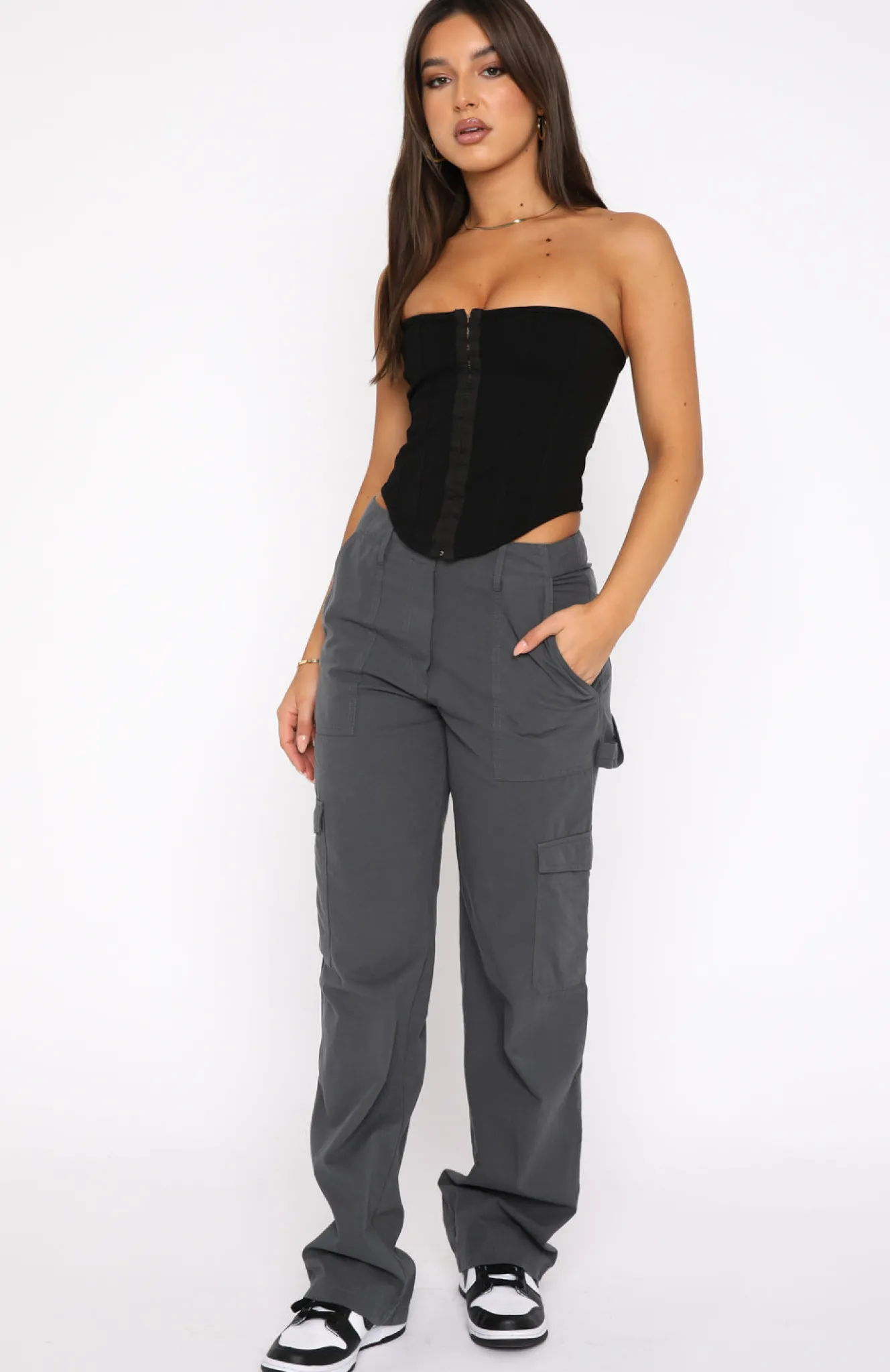 Pants | White Fox Boutique Know Your Worth Cargo Pants Charcoal grey