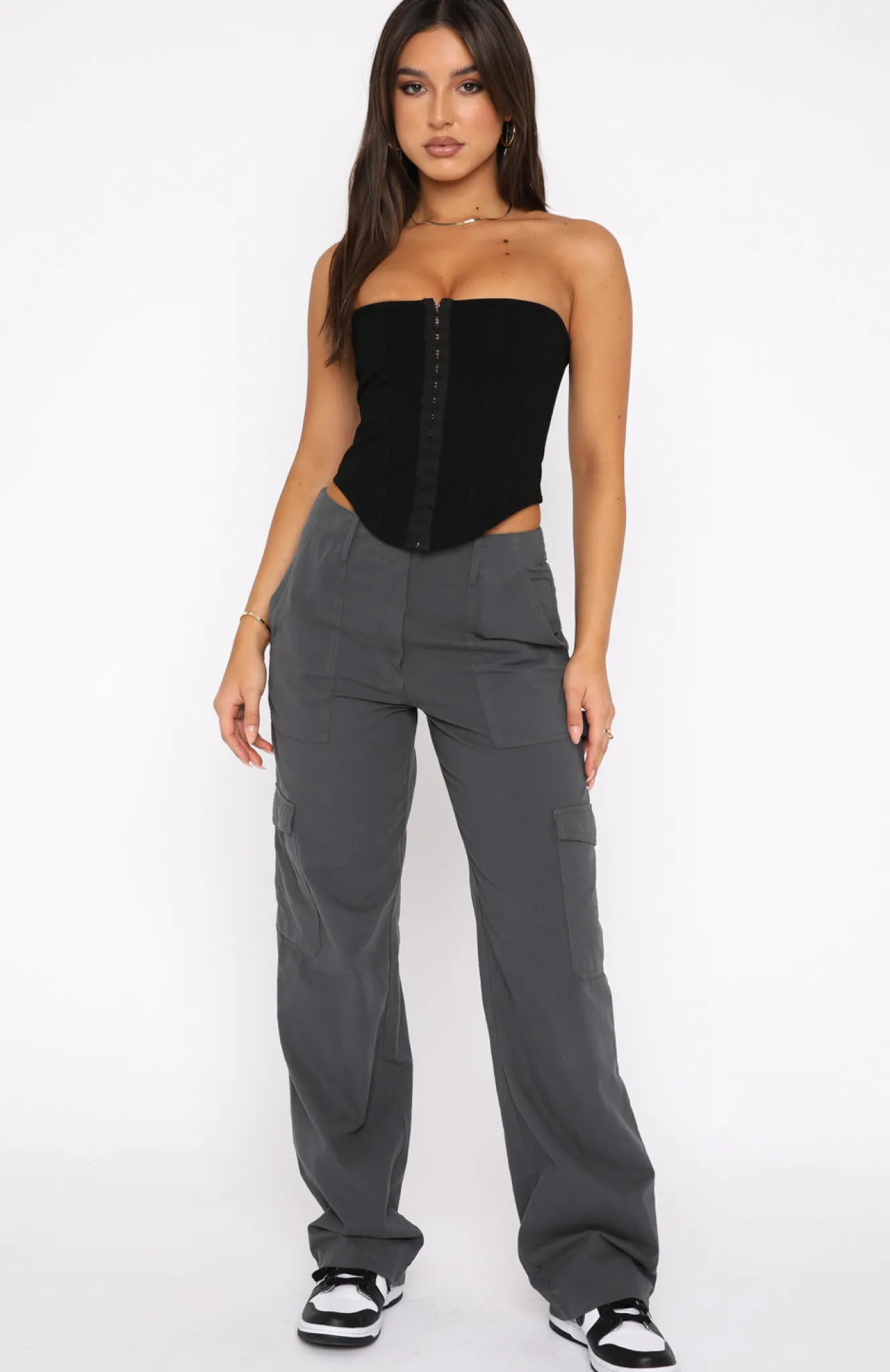 Pants | White Fox Boutique Know Your Worth Cargo Pants Charcoal grey