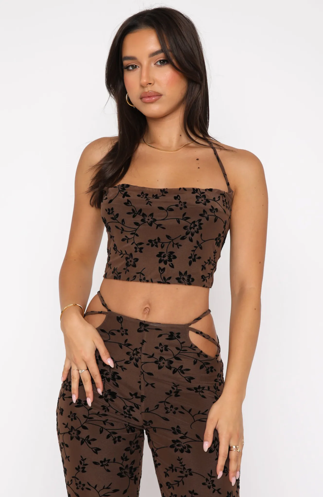 Shirts & Blouses | White Fox Boutique Late Night Thrills Crop Chocolate brown