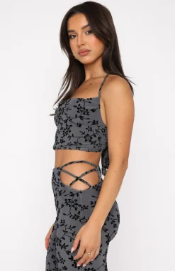 Shirts & Blouses | White Fox Boutique Late Night Thrills Crop Charcoal grey