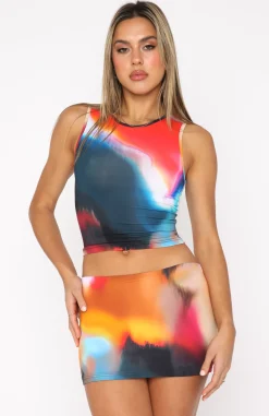 Restocked | White Fox Boutique Late Nights Mini Skirt Flame Aura multi