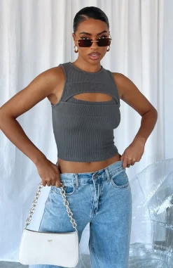 Shirts & Blouses | White Fox Boutique Learn The Ropes Crop Charcoal grey