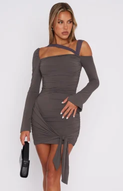 Long Sleeve Dresses | White Fox Boutique Let It Linger Long Sleeve Mini Dress Charcoal grey