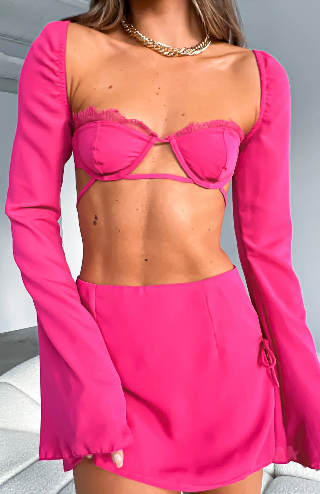 Shirts & Blouses | White Fox Boutique Level Up Long Sleeve Crop Lipstick pink