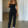 Restocked | White Fox Boutique Life Is Short Ribbed Jumpsuit black