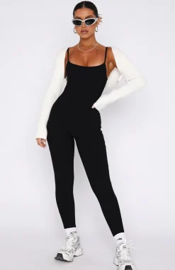 Restocked | White Fox Boutique Life Is Short Ribbed Jumpsuit black