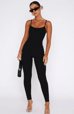 Restocked | White Fox Boutique Life Is Short Ribbed Jumpsuit black