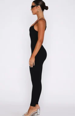 Restocked | White Fox Boutique Life Is Short Ribbed Jumpsuit black