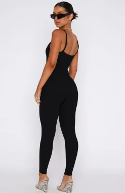 Restocked | White Fox Boutique Life Is Short Ribbed Jumpsuit black