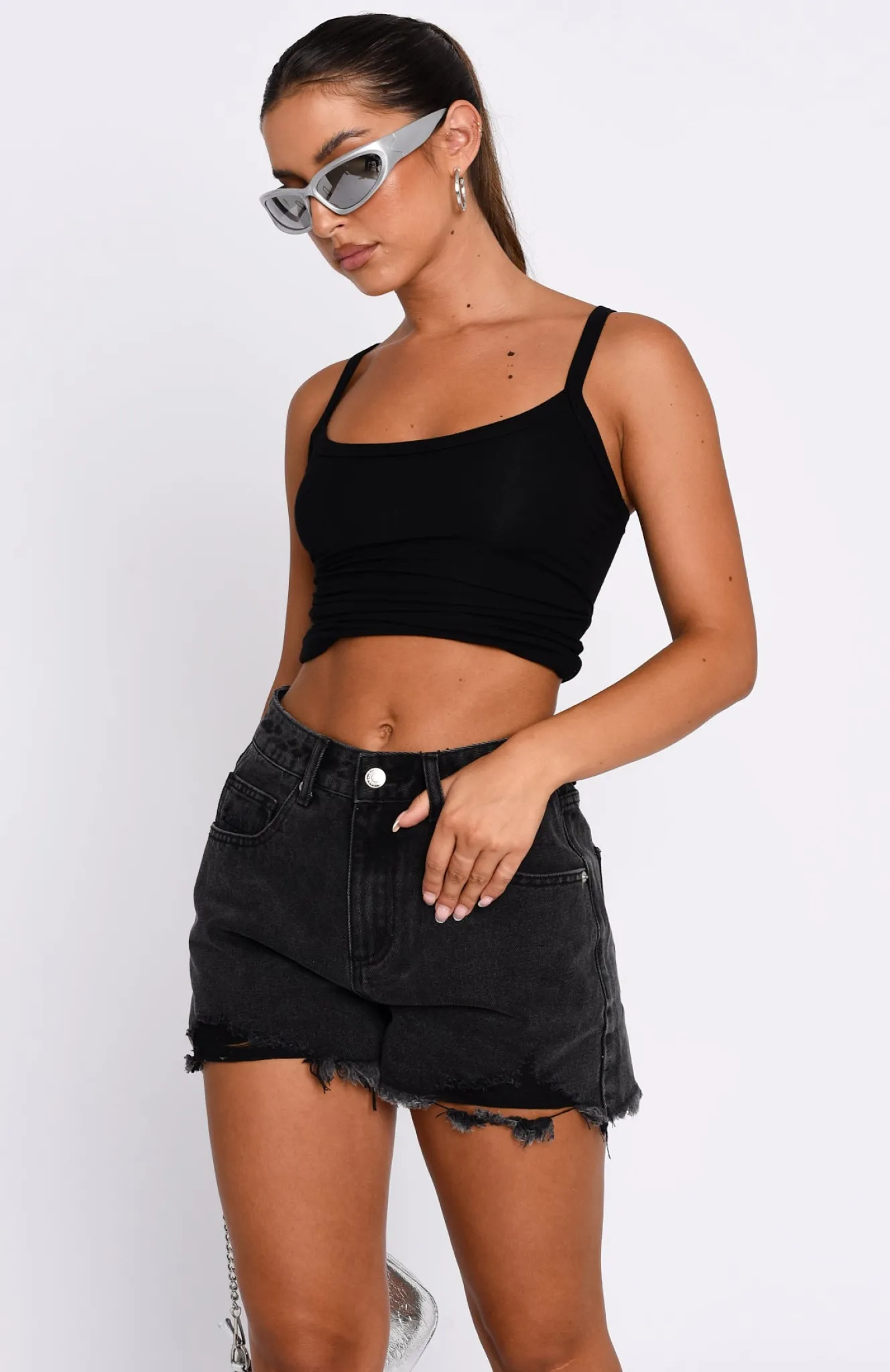 Denim | White Fox Boutique Little Liar Denim Shorts Acid Wash black