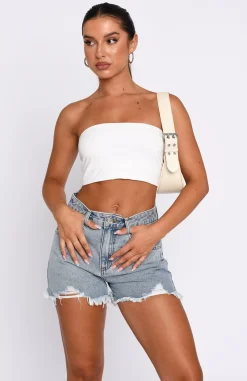 Denim | White Fox Boutique Little Liar Denim Shorts Light Wash blue