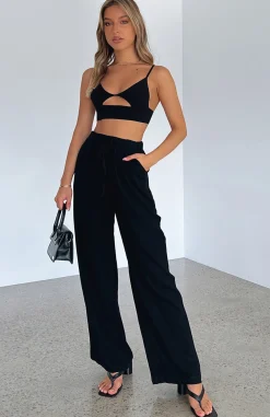 Pants | White Fox Boutique Live It Up Linen Pants black