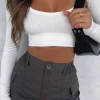 Shorts | White Fox Boutique Living On The Edge Cargo Shorts Charcoal grey
