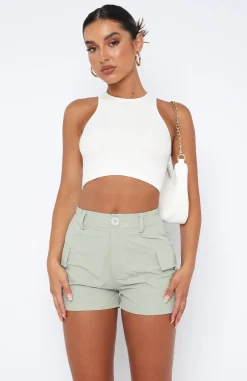 Shorts | White Fox Boutique Living On The Edge Cargo Shorts Sage green