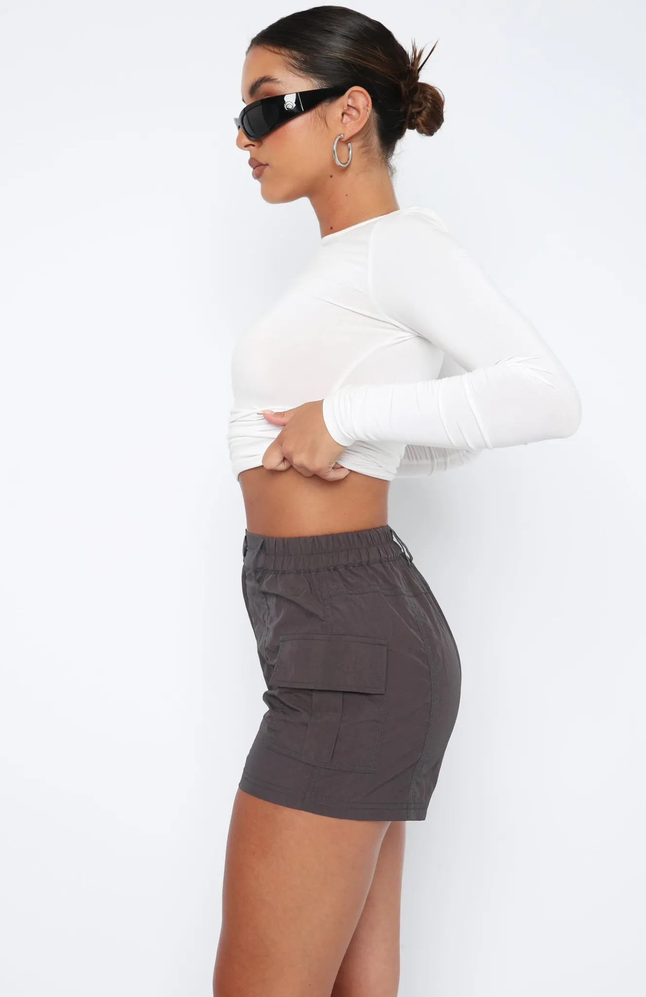 Shorts | White Fox Boutique Living On The Edge Cargo Shorts Charcoal grey