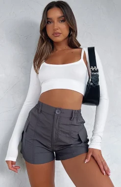 Shorts | White Fox Boutique Living On The Edge Cargo Shorts Charcoal grey