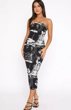 Restocked | White Fox Boutique Long Live Mesh Midi Dress Dice black