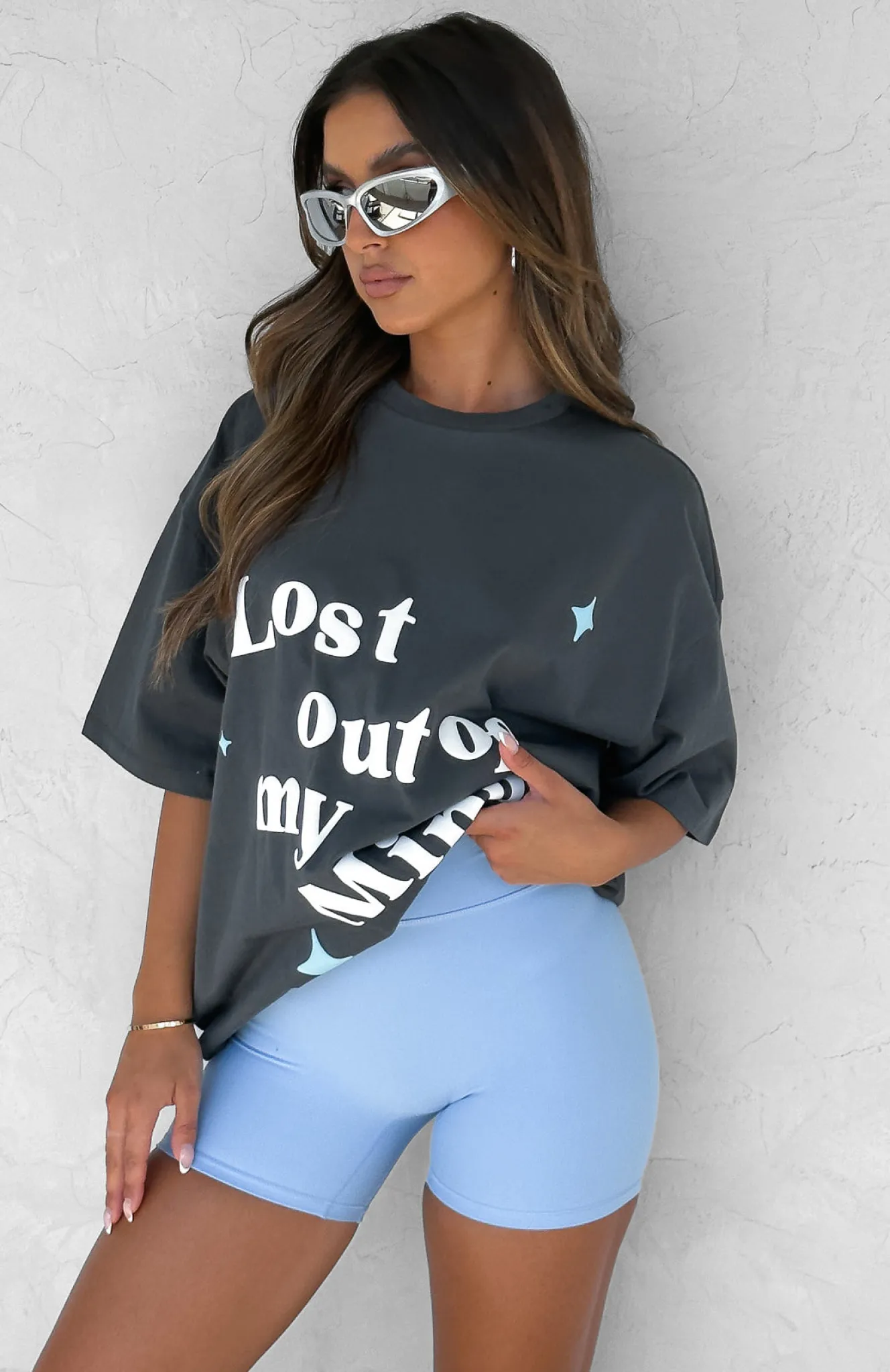 Shirts & Blouses | White Fox Boutique Lost Out Here Oversized Tee Charcoal grey
