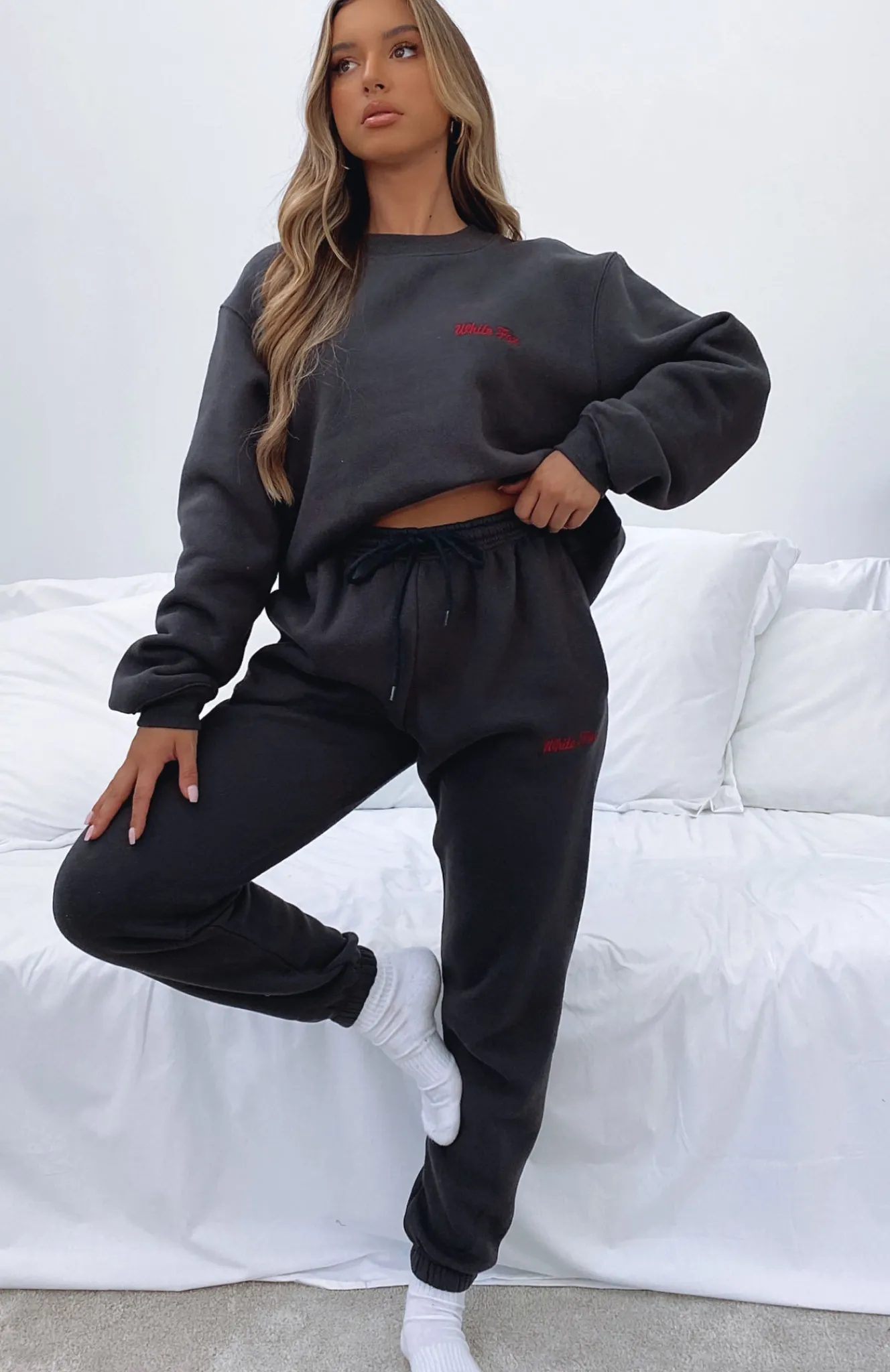 Sweatpants | White Fox Boutique Love Me Right Sweatpants Charcoal grey