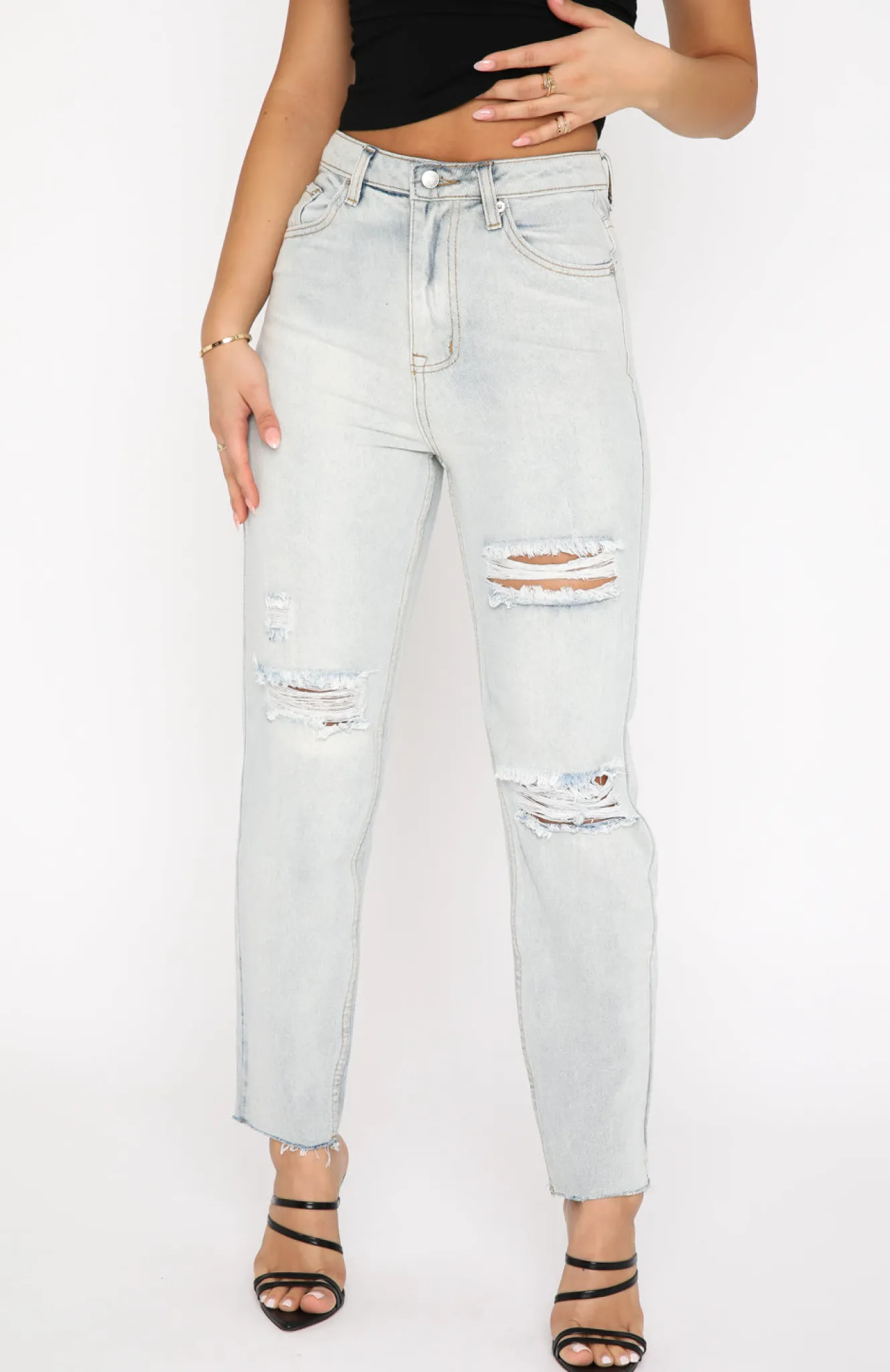 Denim | White Fox Boutique Love Stoned Boyfriend Jeans Light blue