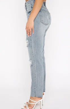Denim | White Fox Boutique Love Stoned Boyfriend Jeans Retro Washed blue