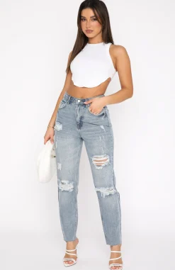 Denim | White Fox Boutique Love Stoned Boyfriend Jeans Retro Washed blue