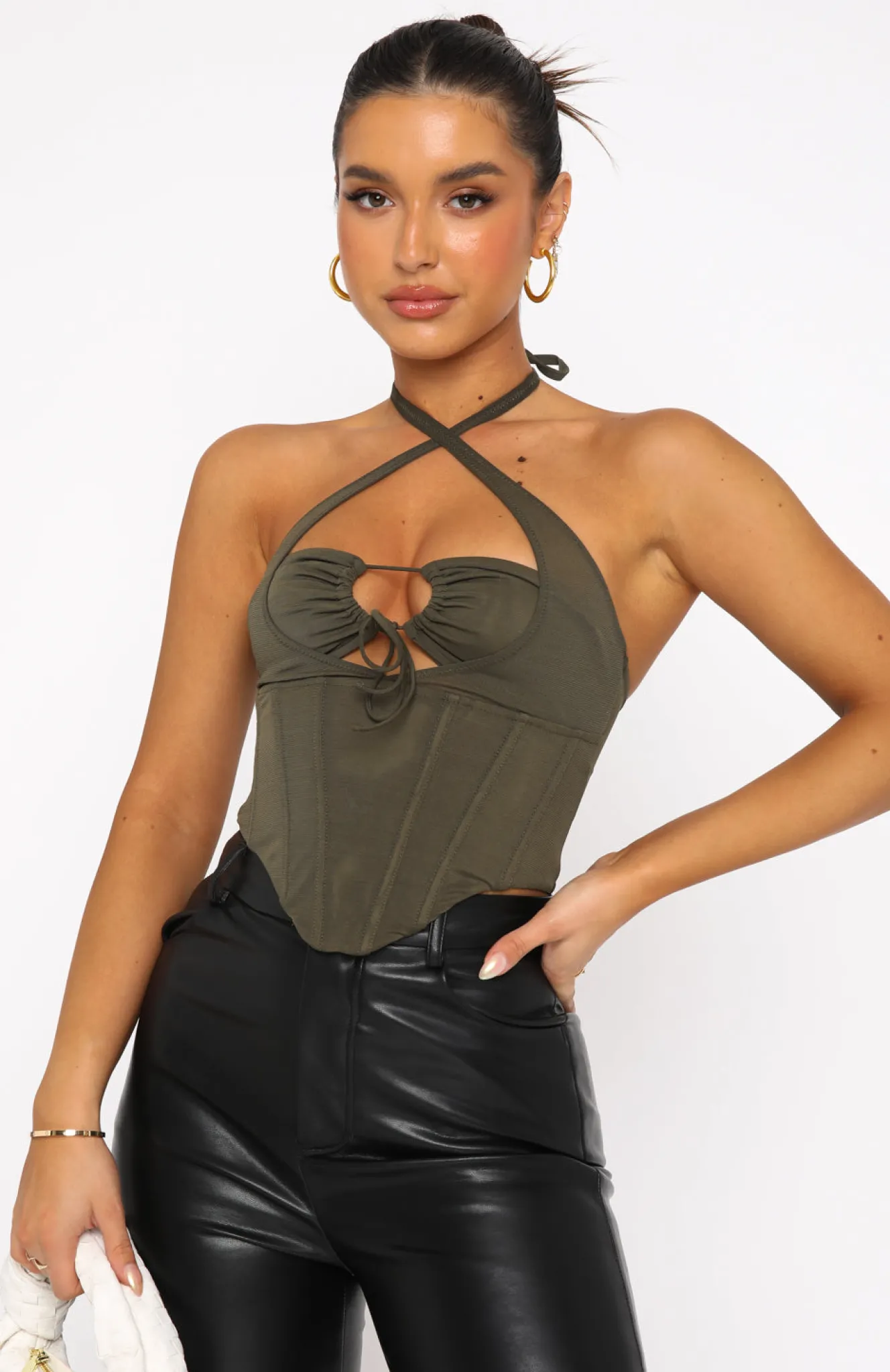 Shirts & Blouses | White Fox Boutique Love To Love Mesh Bustier Khaki green