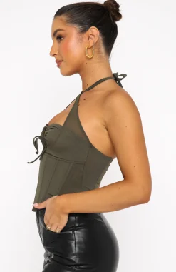 Shirts & Blouses | White Fox Boutique Love To Love Mesh Bustier Khaki green