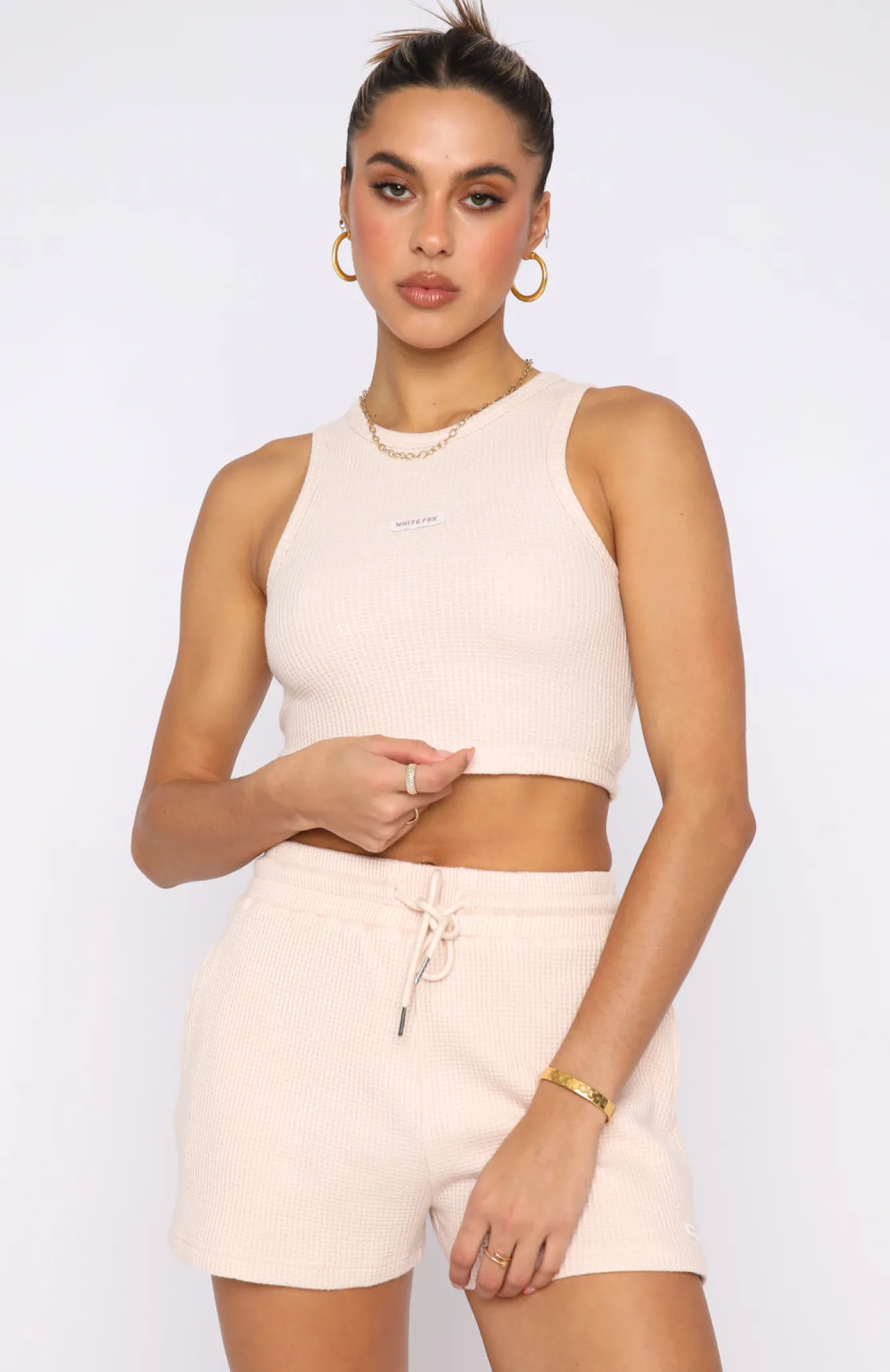 Shirts & Blouses | White Fox Boutique Made For This Waffle Crop Oatmeal nude