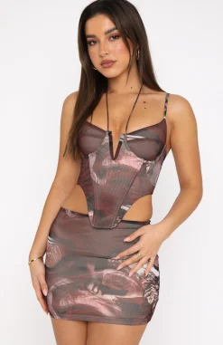 Shirts & Blouses | White Fox Boutique Made For You Bustier Romance Print brown