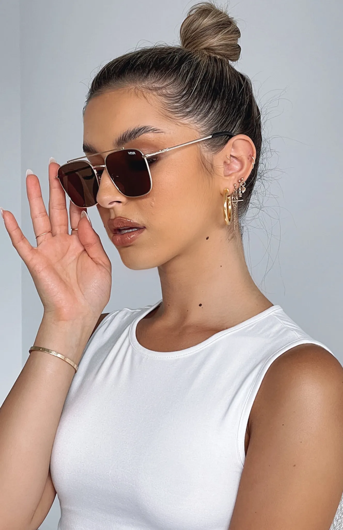 Sunglasses | White Fox Boutique Madrid Sunglasses Gold/Chocolate multi