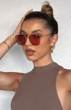 Sunglasses | White Fox Boutique Madrid Sunglasses Gold/Peach multi