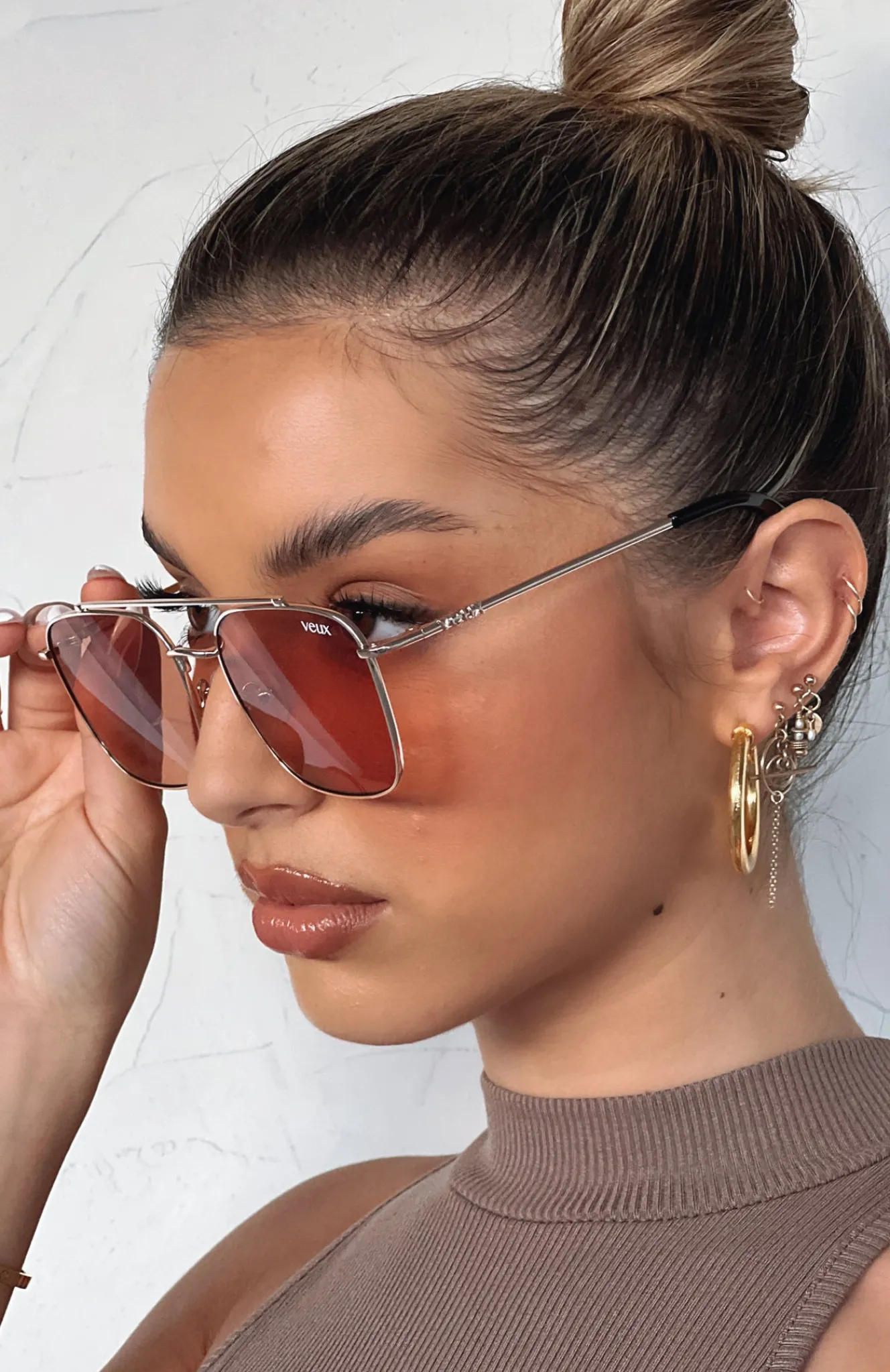 Sunglasses | White Fox Boutique Madrid Sunglasses Gold/Peach multi