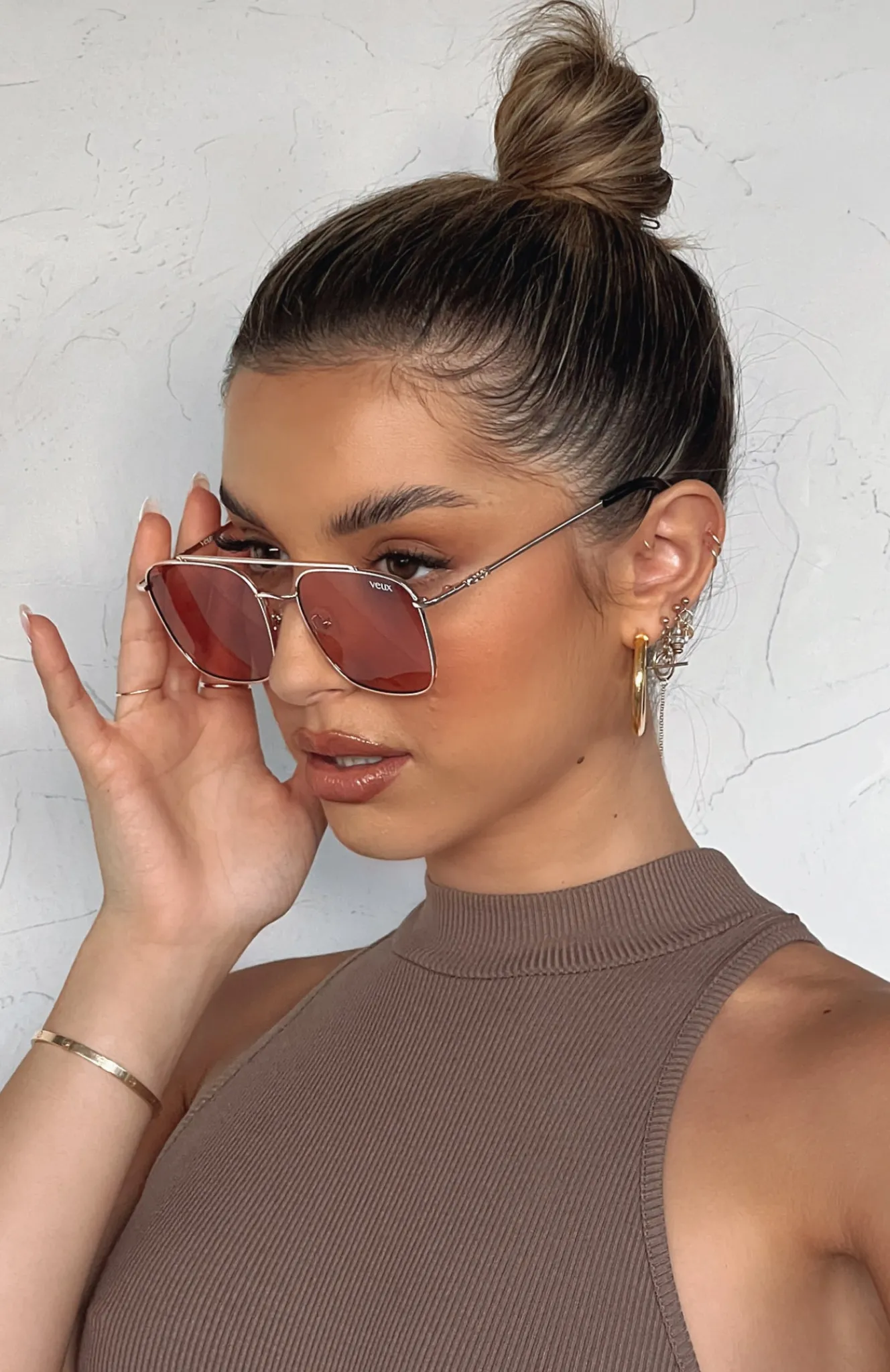 Sunglasses | White Fox Boutique Madrid Sunglasses Gold/Peach multi