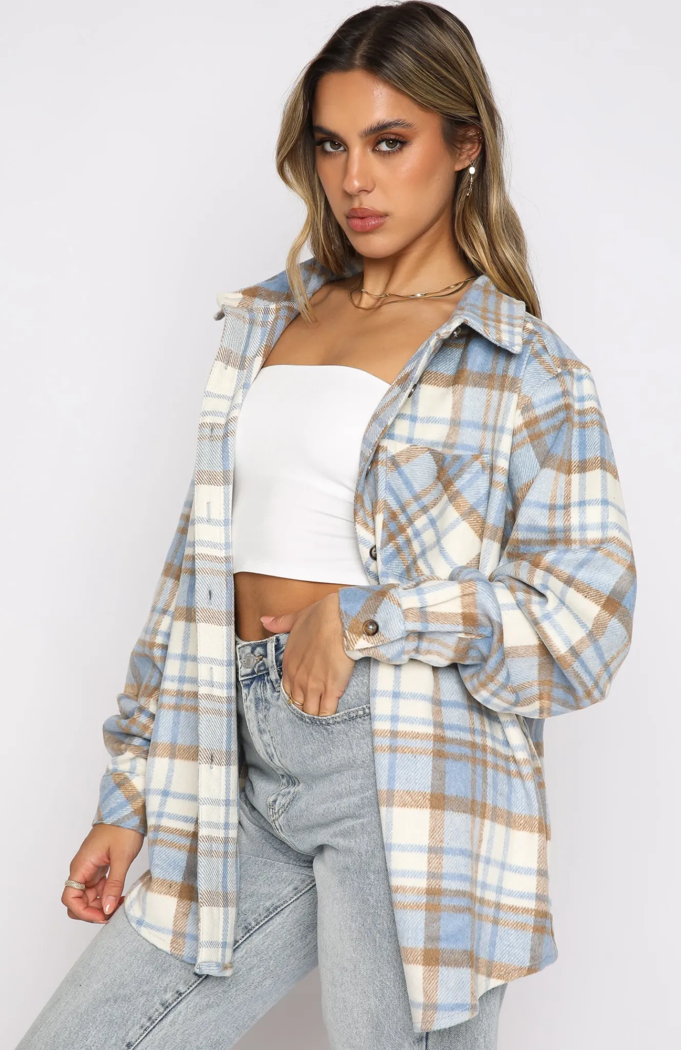 Jackets & Blazers | White Fox Boutique Make It Better Plaid Shirt blue