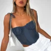 Shirts & Blouses | White Fox Boutique Make The Move Bustier Charcoal blue