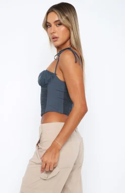 Shirts & Blouses | White Fox Boutique Make The Move Bustier Charcoal blue