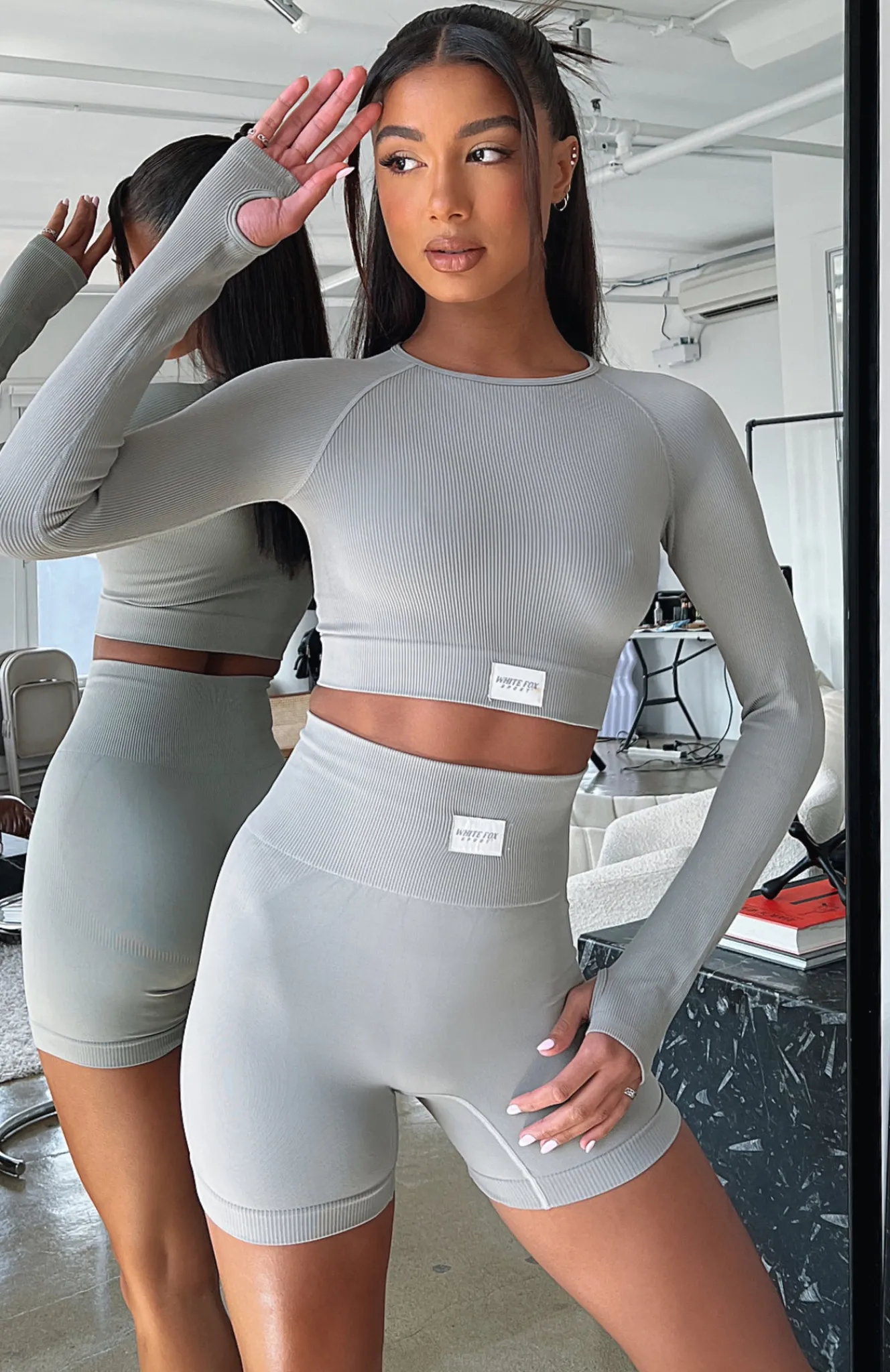 Shorts | White Fox Boutique Making Moves Seamless High Waisted Shorts Smoke grey